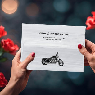 Modern Simple Motorcycle Biker Themed Wedding Envelope
