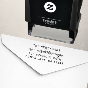 Modern Simple Mr & Mrs Newlywed Return Address Self-inking Stamp