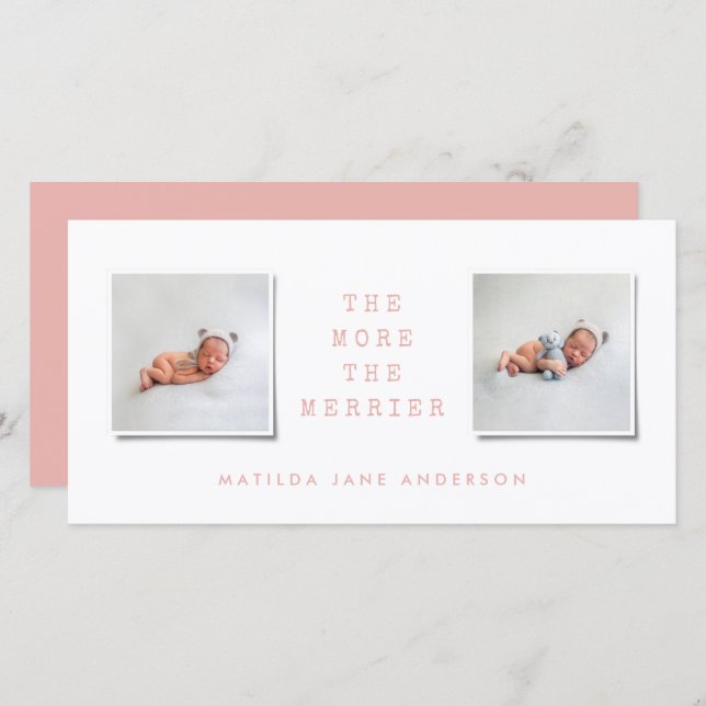 Modern simple multi photo birth announcement (Front/Back)