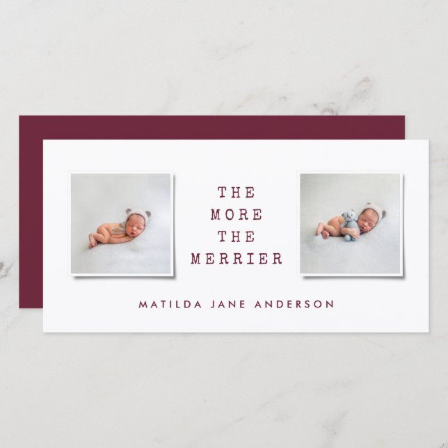Modern simple multi photo birth announcement (Front/Back)
