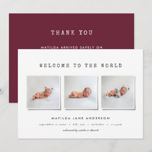Modern simple multi photo birth announcement