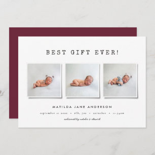 Modern simple multi photo birth announcement