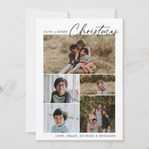 Modern Simple Multi Photo Christmas Holiday Card