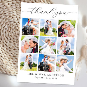 Modern Simple Multi Photo Personalised Wedding Thank You Card