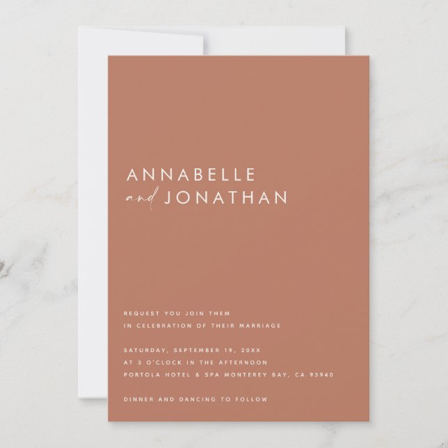 Modern simple natural script contemporary wedding invitation (Front)