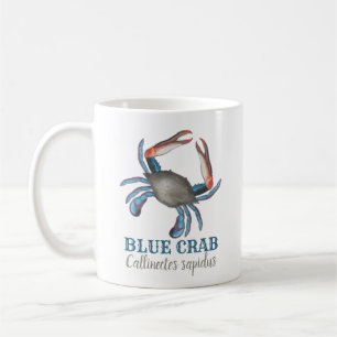 Modern Simple Nautical Blue Crab Elegant Cute Coffee Mug