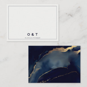 Modern Simple Nautical Navy Blue Couple Monogram Card