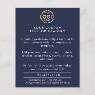 Modern Simple Navy Blue Business Logo Promotional Flyer