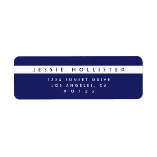 Modern Simple Navy Blue & White Return Address