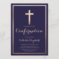 Modern Simple Navy Gold Cross Border Confirmation