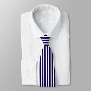 Modern Simple Navy & White Vertical Stripes Tie