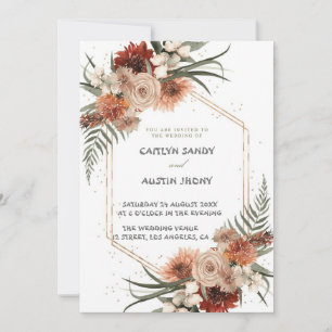  Modern Simple Neutral Boho Floral  Invitation