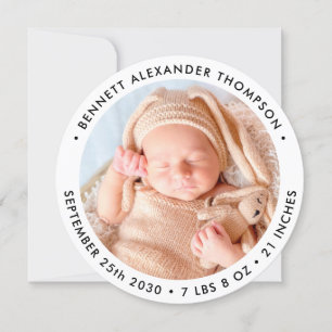 Modern Simple New Baby Personalised Photo Birth Announcement