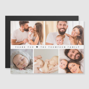 Modern Simple New Baby Thank you photo collage Magnetic Invitation