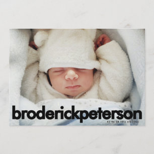 Modern Simple Newborn Photo Baby Birth Announcement