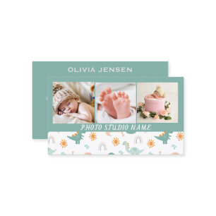 Modern Simple Newborn Photography 3 photo Business Card