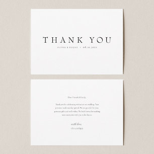 Modern Simple No Photo Wedding W Note Thank You Card