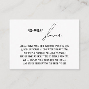 Modern Simple "No-Wrap Shower" Gift Tag Enclosure Card