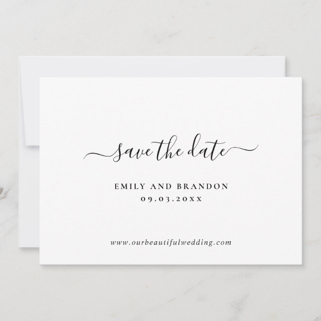 Modern Simple Non Photo Minimalist Elegant Wedding Save The Date (Front)