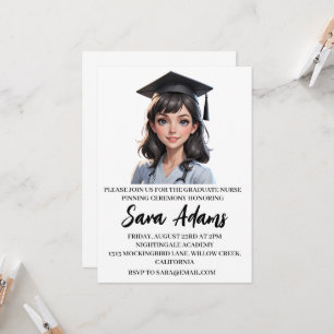 modern simple nursing pinning ceremony invitations