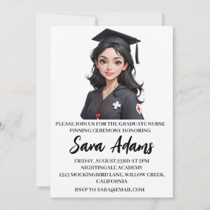 modern simple nursing pinning ceremony invitations