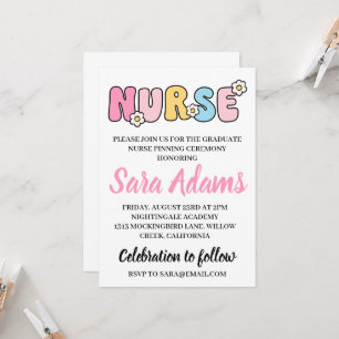 modern simple nursing pinning ceremony invitations