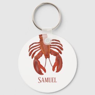 Modern Simple Ocean Red Lobster Nautical Coastal Key Ring