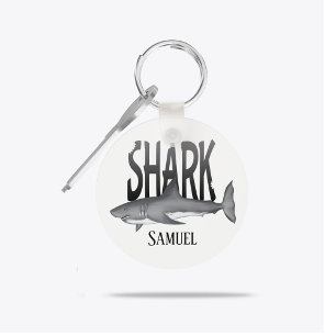 Modern Simple Ocean Shark Bite Typography  Key Ring