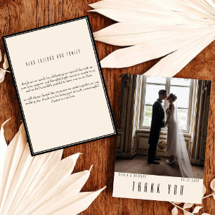 Modern Simple Old Money Vertical Photo Wedding Thank You Card