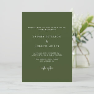 Modern Simple Olive Green Photo Wedding Invitation