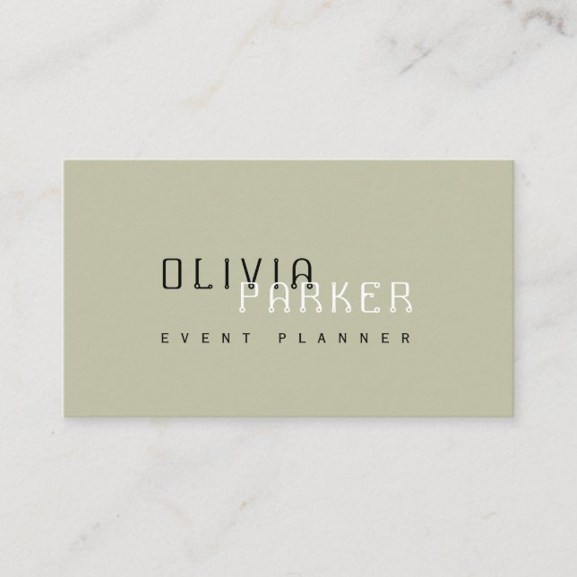 Modern Simple Olive Minimalist Business Card (Front)