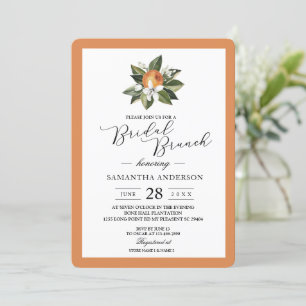 Modern Simple Orange & Green Leaf Invitation