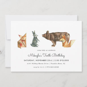 Modern Simple Origami Animal Invitation