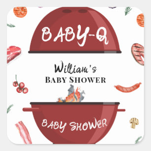 Modern Simple Outdoor Backyard BBQ Baby Shower Square Sticker