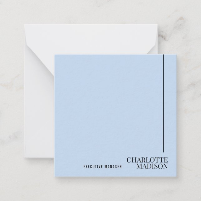 Modern Simple Pale Blue Plain Minimalist Own Name Card (Front)
