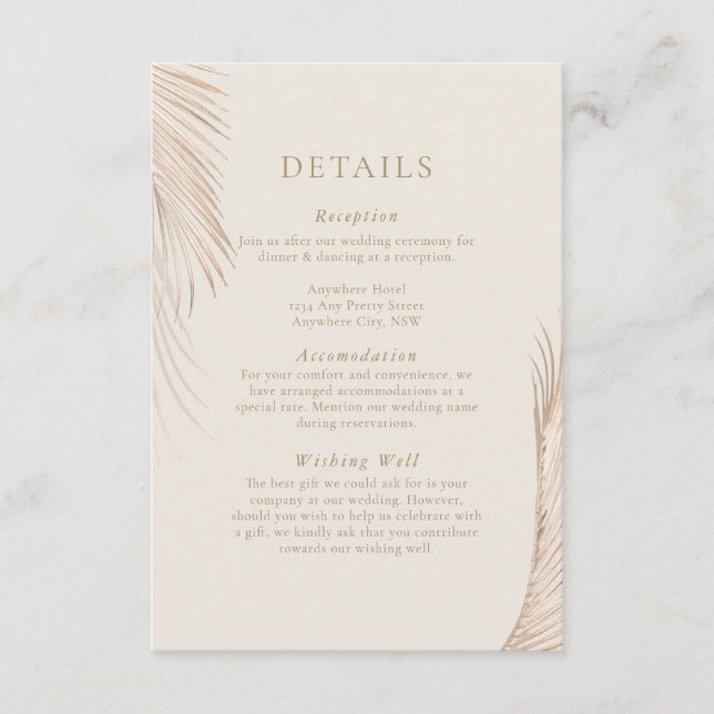 Modern Simple Palm Leaves Enclosure Card (Front)