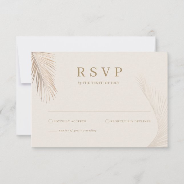 Modern Simple Palm Leaves RSVP card (Front)