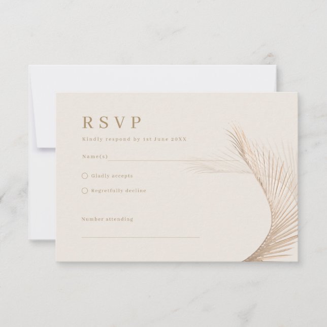Modern Simple Palm Leaves RSVP Reply Card (Front)