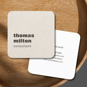 Modern Simple Paper Texture Brown Consultant Square Business Card