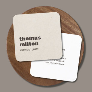 Modern Simple Paper Texture Brown Consultant Square Business Card