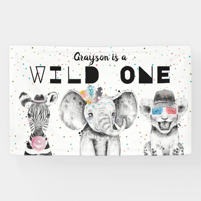 Modern Simple Party Animal Birthday Welcome Sign (Horizontal)