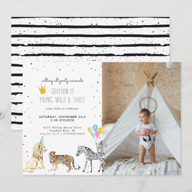 Modern Simple Party Animal Invitation (Front/Back)
