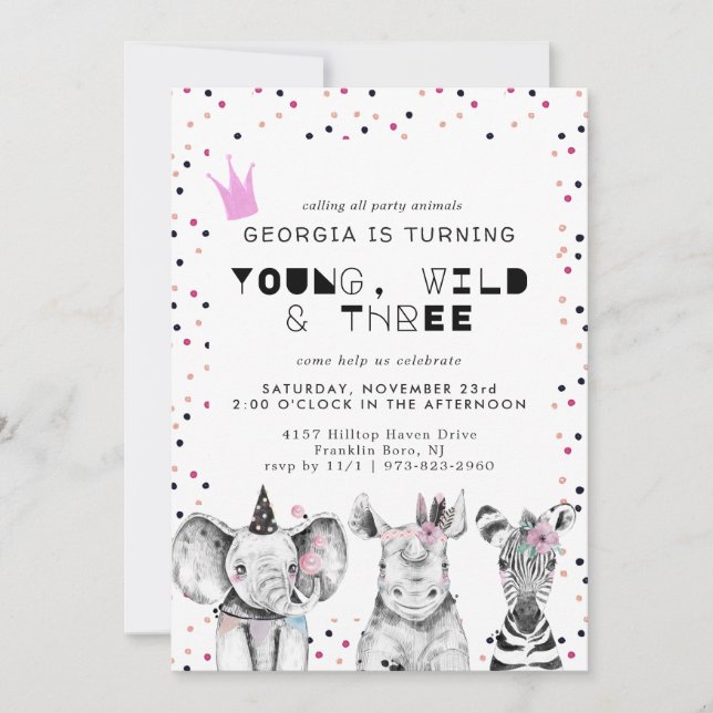Modern Simple Party Animal Invitation (Front)