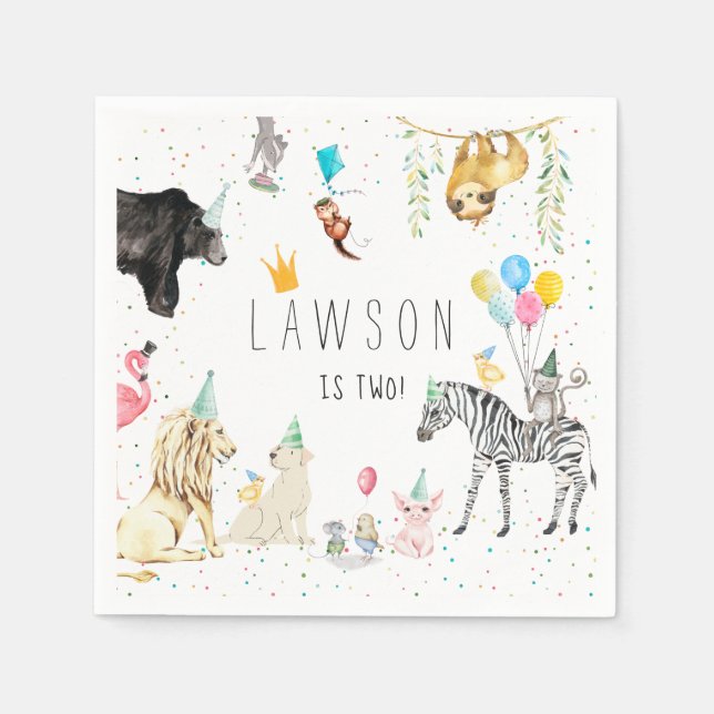 Modern Simple Party Animal Watercolor Napkin (Front)