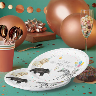 Modern Simple Party Animal Watercolor Paper Plate