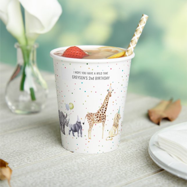 Modern Simple Party Animal | Wild Animal Birthday  Paper Cups (Insitu)
