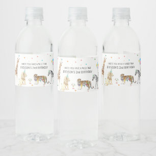 Modern Simple Party Animal Wild Animal Birthday Water Bottle Label