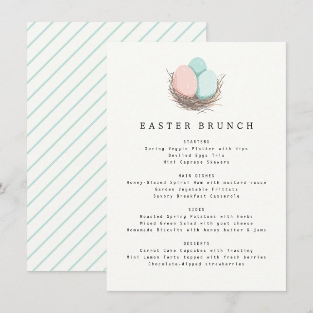 Modern Simple Pastel Easter Brunch Menu (Front/Back)