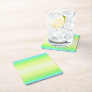 Modern Simple Pastel Green blue Colourful Gradient Square Paper Coaster