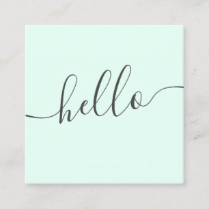 Modern simple pastel mint grey stylish girly hello square business card
